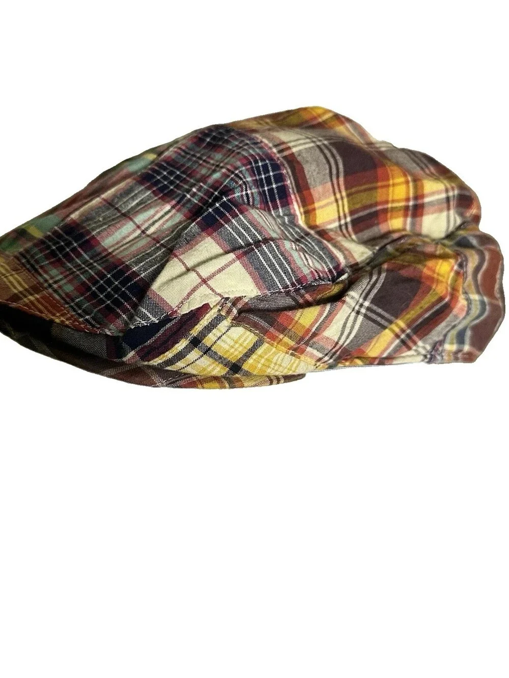 Y2K 2000’s J Crew Madras Patchwork Plaid News Boy Hat L/XL NWT